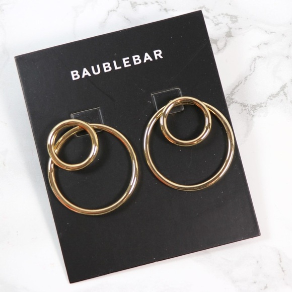 BaubleBar Gold Modern Hoop Earrings - Picture 1 of 1